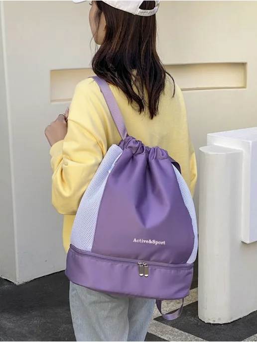 SHOPBAGS4U Рюкзак сумка подростку девочке для тренировок бассейна, фиолетовый, фото 5
