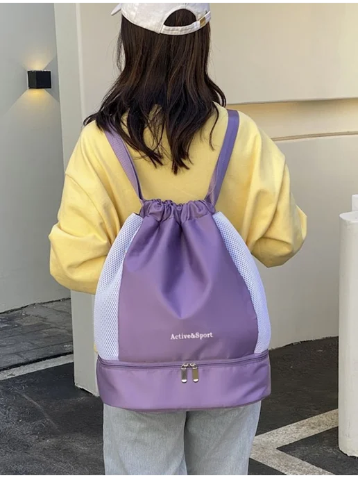 SHOPBAGS4U Рюкзак сумка подростку девочке для тренировок бассейна, фиолетовый, фото 6
