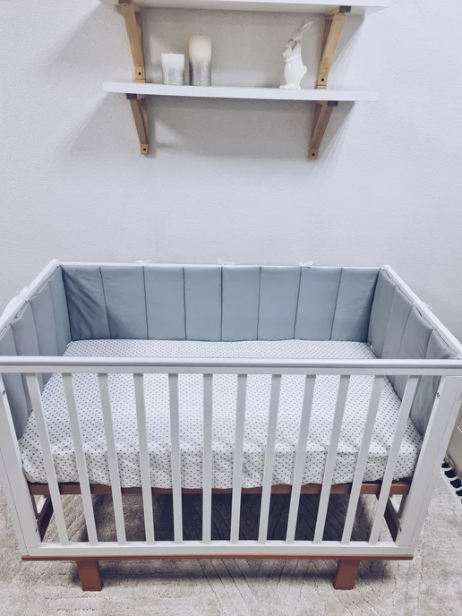 BABYTEX5 Бортик в кроватку для новорожденных 120 см, серый, в упаковке 500 г, фото 2