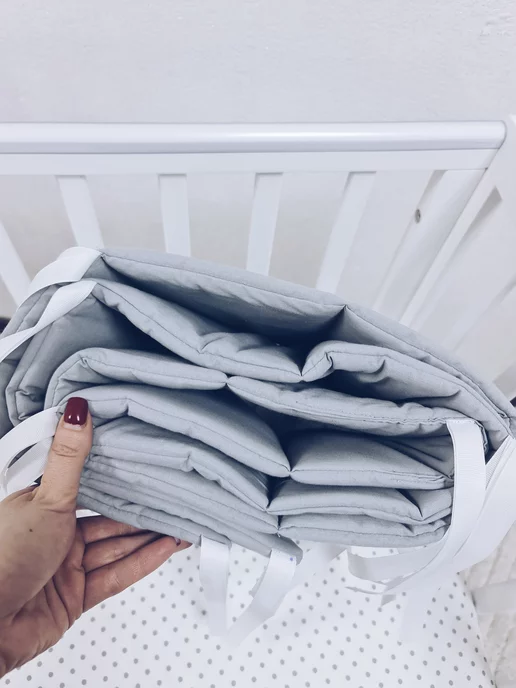 BABYTEX5 Бортик в кроватку для новорожденных 120 см, серый, в упаковке 500 г, фото 3