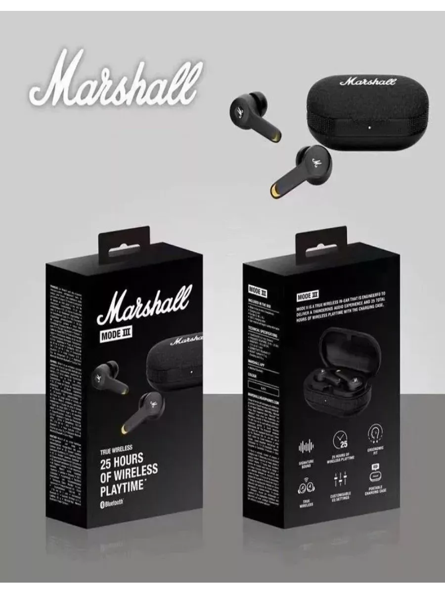 Наушники Marshall Mode III Черные Marshall 199987588 купить за 865 ₽ в  интернет-магазине Wildberries