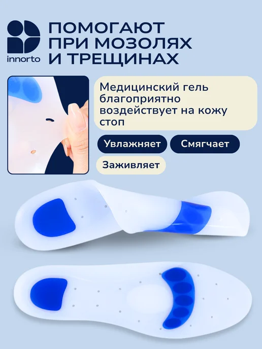 INNORTO Стельки ортопедические гелевые 90084, голубой, фото 4