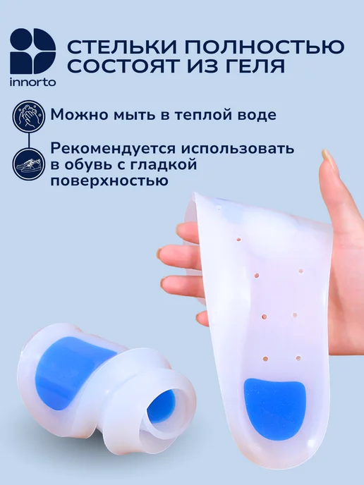 INNORTO Стельки ортопедические гелевые 90084, голубой, фото 5