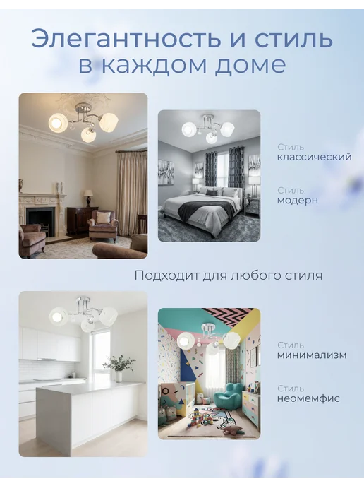 Pitch. Люстра потолочная на кухню для зала спальни и гостиной, белый, фото 5