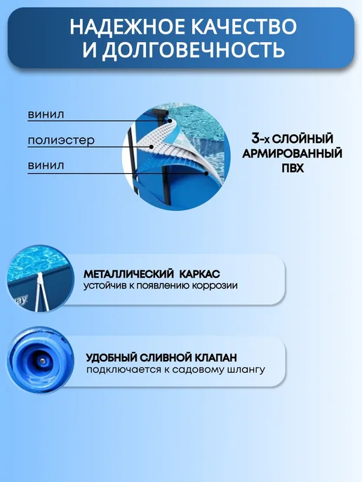 Bestway Бассейн каркасный 400х211х81 см Steel Pro, 400x211x81 см, фото 3