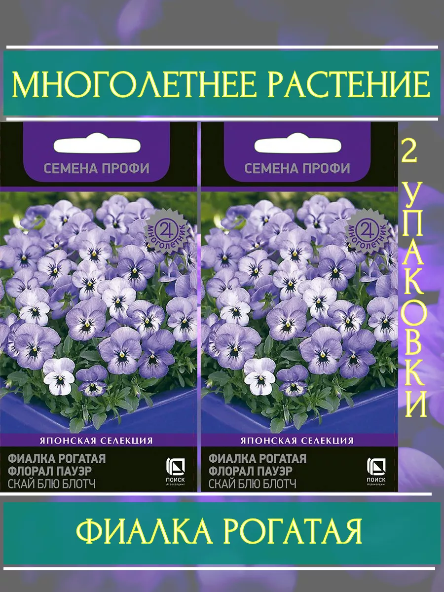 Флорал Пауэр Скай Блю Блотч Фиалка рогатая 2уп. Агрохолдинг Поиск 200139895  купить за 225 ₽ в интернет-магазине Wildberries