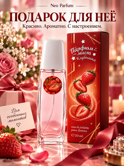 Neo Parfum Спрей духи для тела Clubnichka Клубника сладкие 50 мл, 50 мл, фото 4