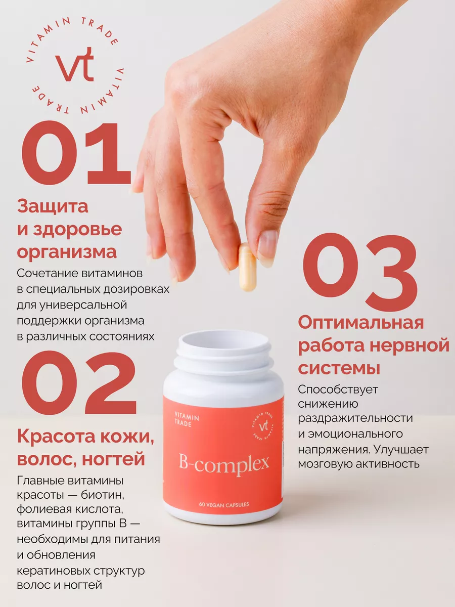 Витамины группы В 60 капсул VITAMIN.TRADE 200217873 купить за 810 ₽ в  интернет-магазине Wildberries