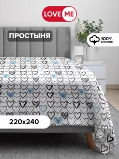 Простынь евро 220x240 см, 100% хлопок LoveME 200241515 купить за 832 ₽ в интернет-магазине Wildberries