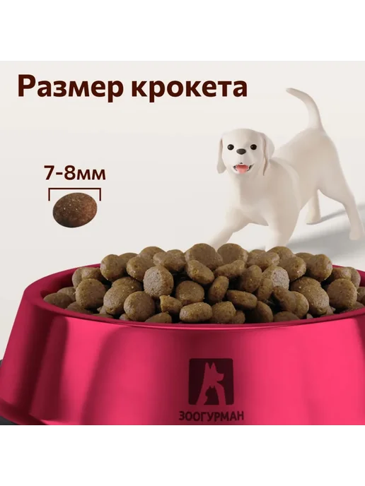 Сухой корм ЗООГУРМАН Активных Маленьких для собак, телятина, 10 кг, фото 4