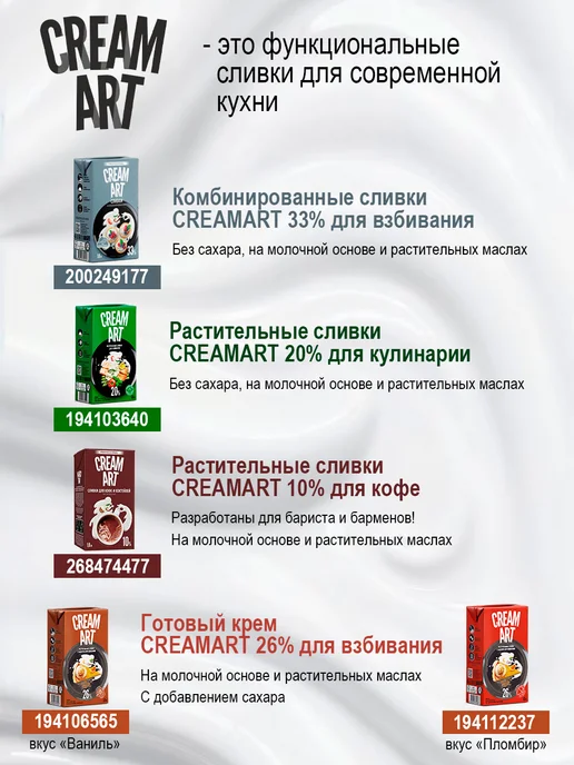 CREAM ART Комбинированные сливки для взбивания CREAMART 33%, 2 по 1л, 1 л, фото 7