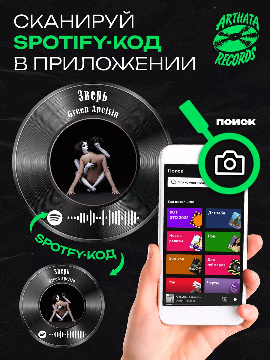 Spotify постер Green Apelsin, брелоки Green Apelsin - Зверь Arthata-Records  200260818 купить за 717 ₽ в интернет-магазине Wildberries