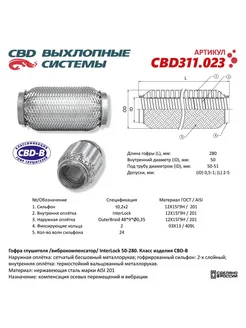 CBD Гофра (сильфон) глушителя 45х250 мм InterLock