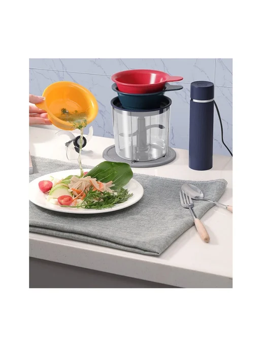 TOP-Store Измельчитель блендер мини мясорубка, синий, фото 8