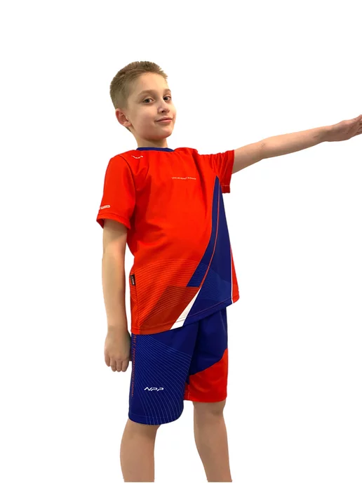 NPP HOCKEY Спортивный костюм с шортами и футболкой для спорта, синий, фото 4