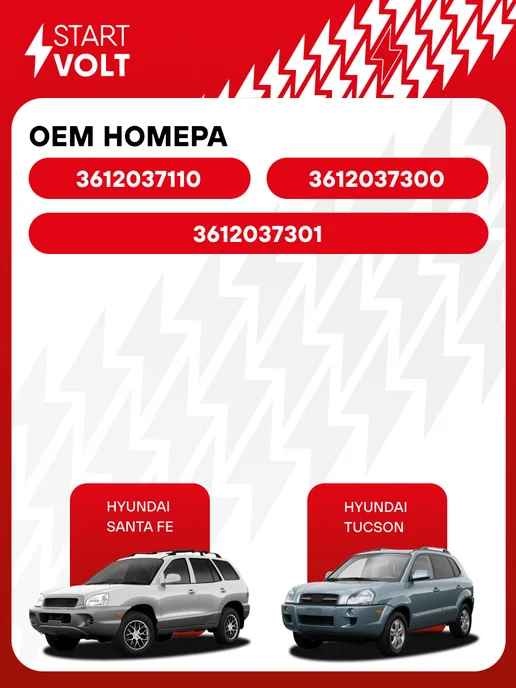 STARTVOLT Реле втягивающее стартера Hyundai Santa Fe Tucson, вариант, фото 2