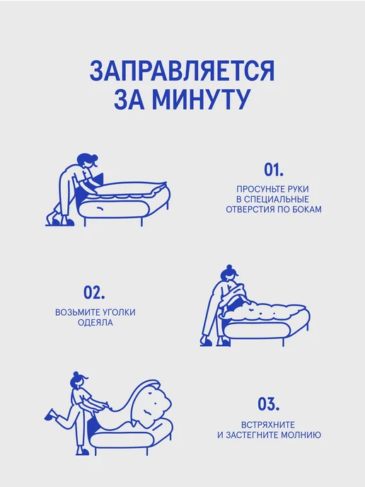 MORФEUS Пододеяльник на молнии 150х200 Melange Blue-gray, 150x200, фото 4