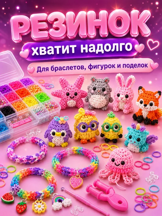 Strange Cat Набор резинок для плетения браслетов, красный, фото 3