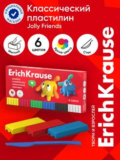 Пластилин Jolly Friends 6 цветов со стеком, 108 г ErichKrause 200524768 купить за 129 ₽ в интернет-магазине Wildberries