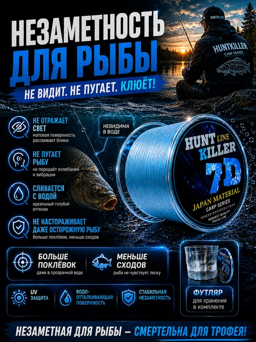 HuntKiller Леска рыболовная 300 метров 5D 0.40 мм хамелеон, 300 м, фото 4