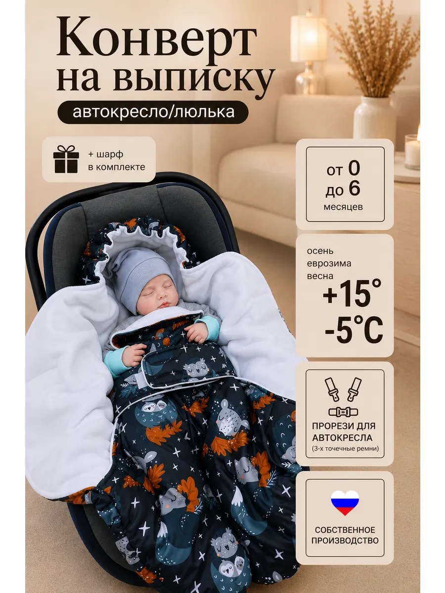 Конверт на выписку новорожденного весна зима