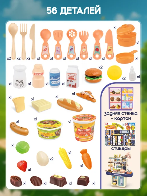 BESTLIKE Кухня детская игровая с водой, синий, фото 6