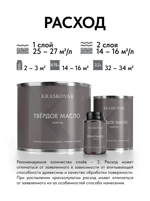 KRASKOVAR Масло для дерева лестниц и веранд Hard Oil Палисандр-150мл, 150 мл, фото 7