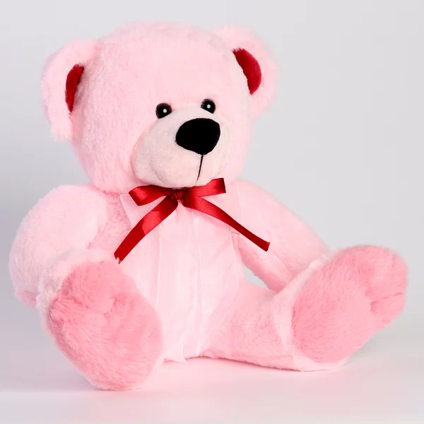 Мягкая игрушка "Медведь" с бантом, цвет светло-розовый