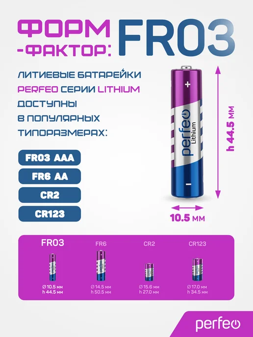 PERFEO Батарейки FR03 AAA литиевые мизинчиковые 4 шт, 1.5V, 4 шт, фото 2