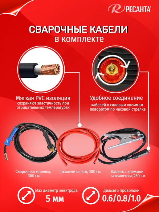 РЕСАНТА Сварочный полуавтомат САИПА-220, черный, фото 7