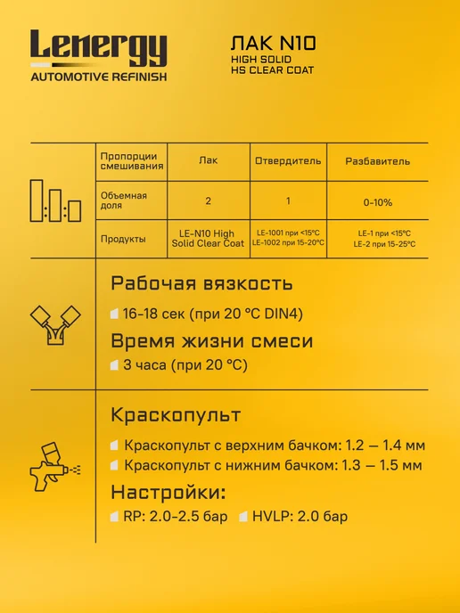 LENERGY Лак автомобильный High Solid + СТАНД отв, комплект 1,5л, 1,5 л, фото 3
