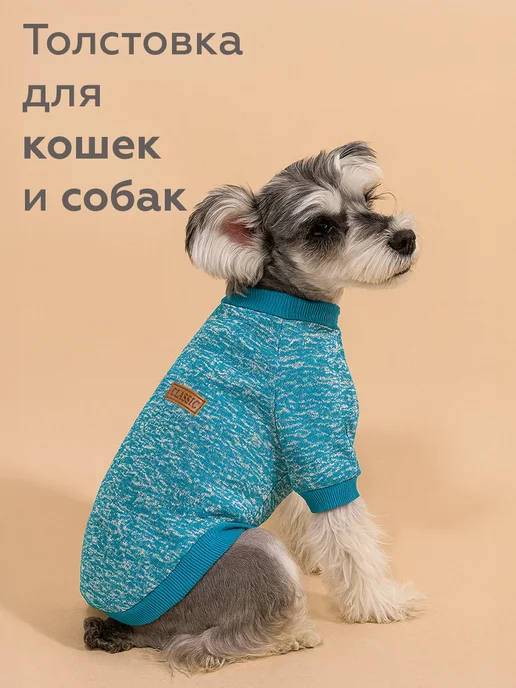T-Pets Одежда для животных. Кофта толстовка для собак и кошек, голубой