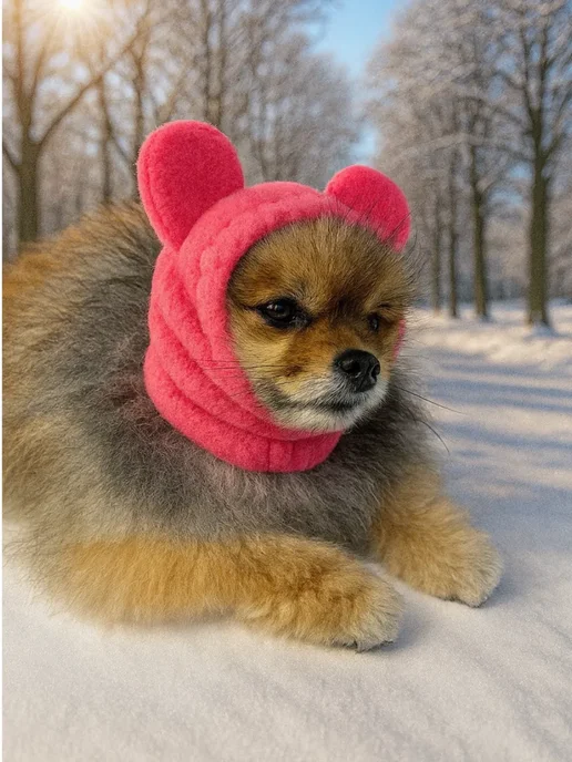 Patriky Зимняя шапка с ушками для собак для животных, розовый, фото 4