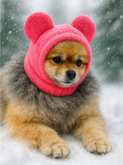 Patriky Зимняя шапка с ушками для собак для животных, розовый, фото 5