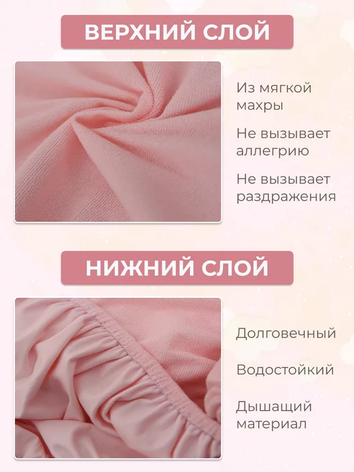 Авроратексдизайн Наматрасник непромокаемый 60х120 на резинке с бортиками, 60x140, фото 2
