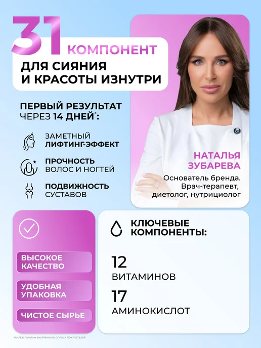 Dr. Zubareva Коллаген для суставов и связок 1 литр малина, малина, фото 2