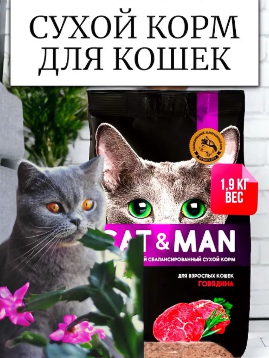 Сухой корм для кошек CAT MAN 1.9 кг ВСЕ ДЛЯ ДОМА 200629593 купить за 508 ₽  в интернет-магазине Wildberries