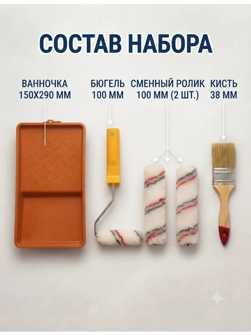 МИР отделки Валик для краски малярный набор, синий, фото 3