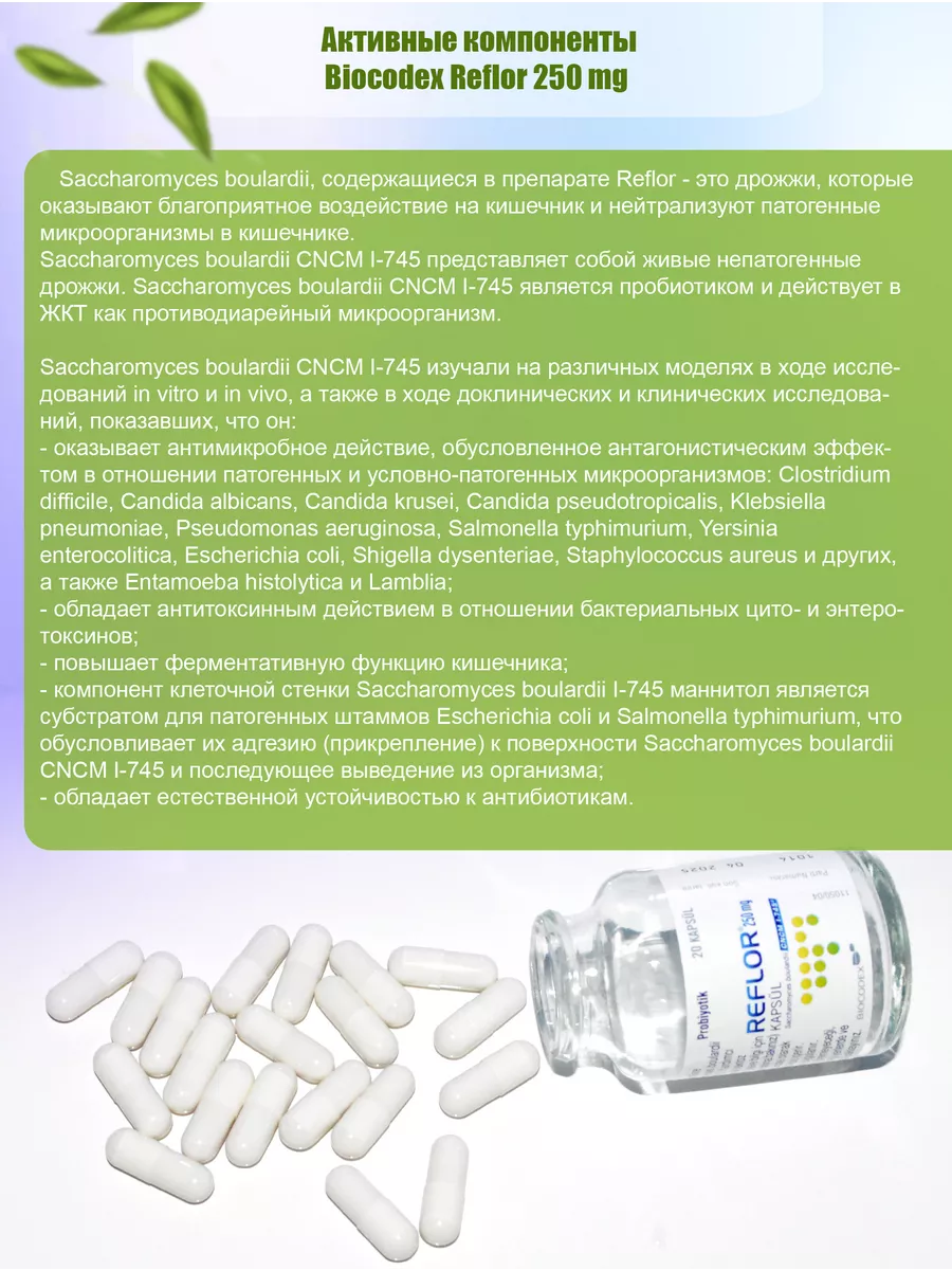 Biocodex Reflor 250 mg, капсулы / пробиотик Biocodex 200635360 купить в  интернет-магазине Wildberries