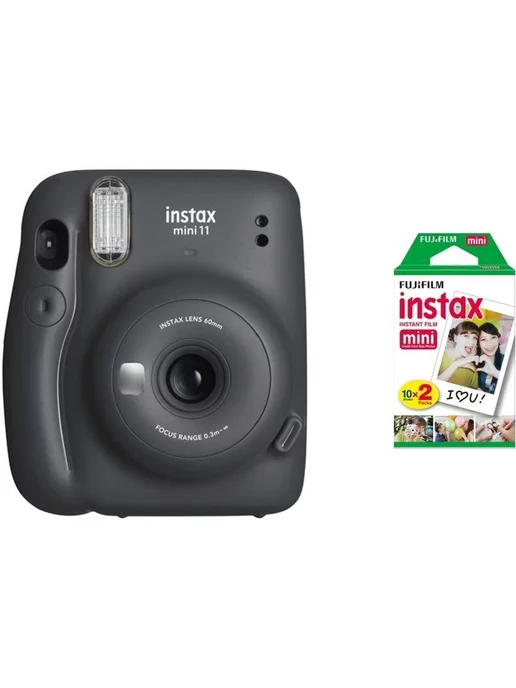 Fujifilm Instax Mini фотопленка 20шт + Фотоаппарат Mini 11 Черный