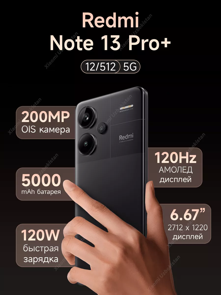 Смартфон Redmi Note 13 Pro+ 5G 12ГБ 512ГБ Global Черный 200708532 купить в  интернет-магазине Wildberries