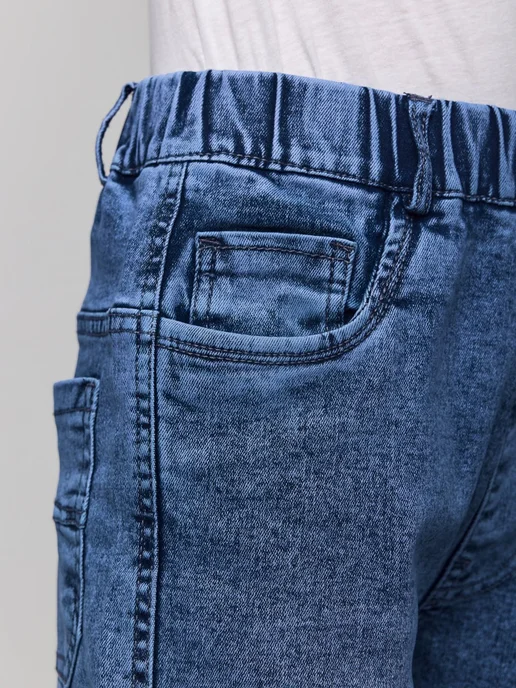 Bear Jeans Джинсы на резинке подростковые джоггеры школьные, синий, фото 3