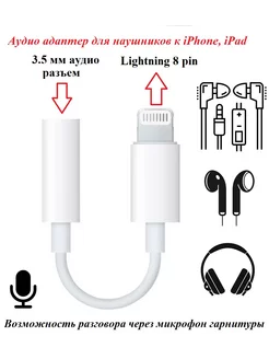 Аудио переходник Lightning - AUX 3.5 мм для iPhone, iPad NTM 200720943 купить за 287 ₽ в интернет-магазине Wildberries