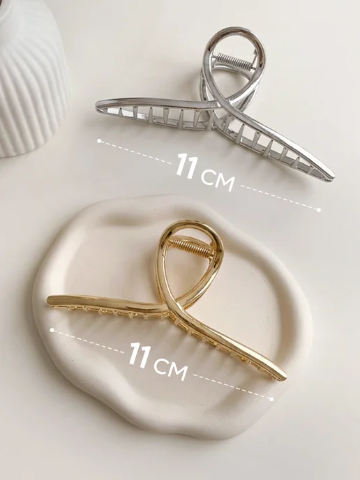 ClickClack Крабик для волос большой металлический, серый, фото 5