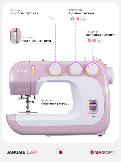 janome Швейная машина J590, розовый, фото 3