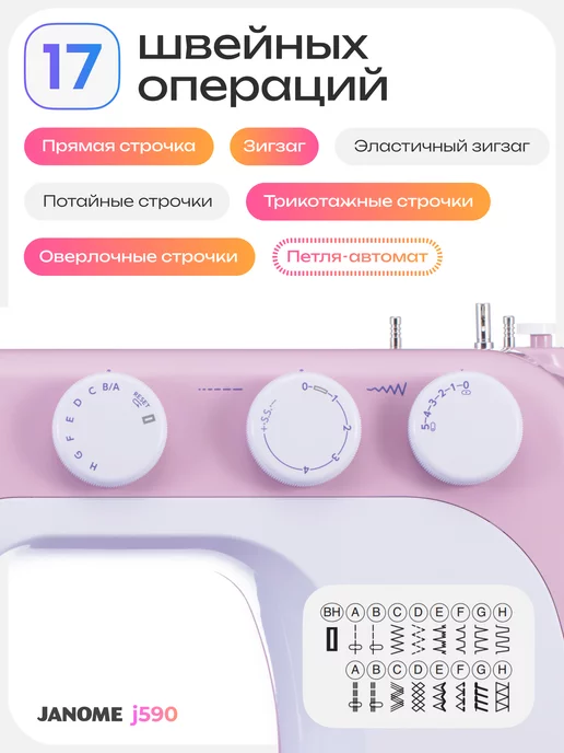 janome Швейная машина J590, розовый, фото 4