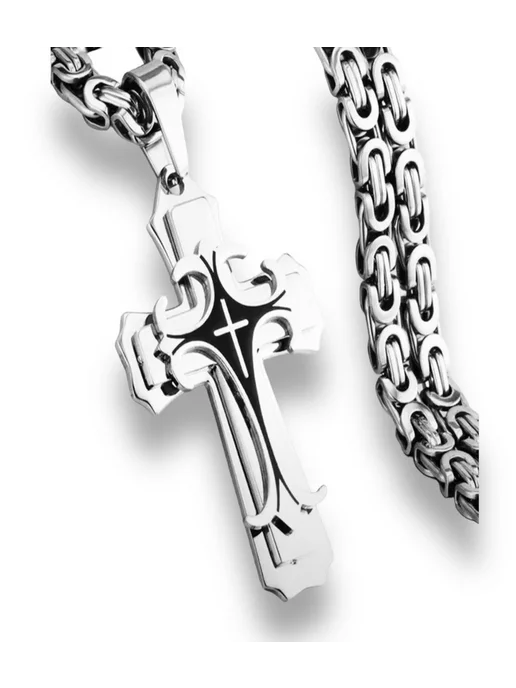Fallon Jewelry Цепочка на шею с крестом мужская позолоченная, вариант, фото 3