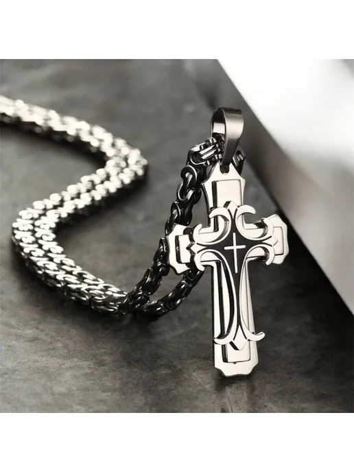 Fallon Jewelry Цепочка на шею с крестом мужская позолоченная, вариант, фото 5
