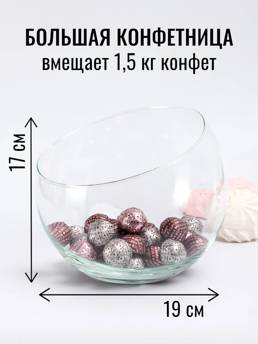 Конфетница стеклянная шар Инфинити Большая