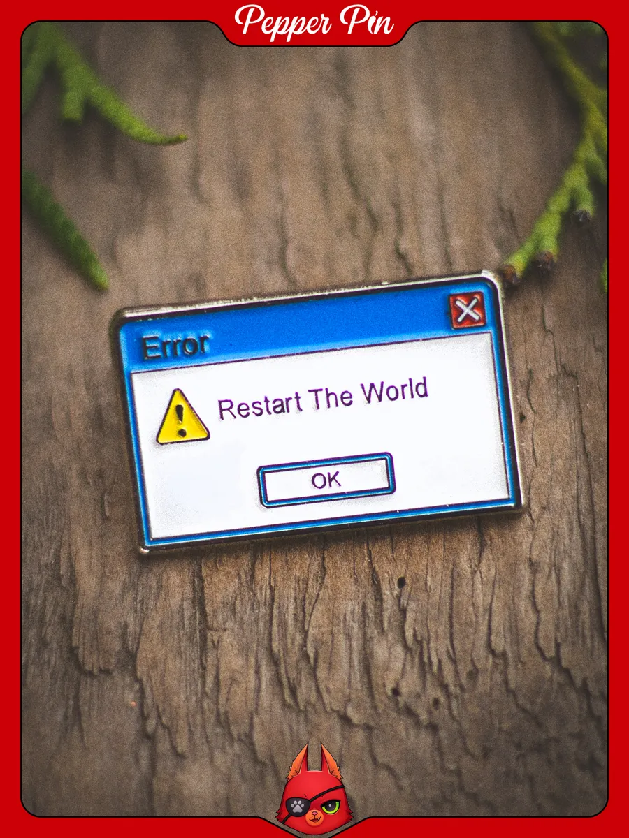 Металлический значок на рюкзак Restart the world